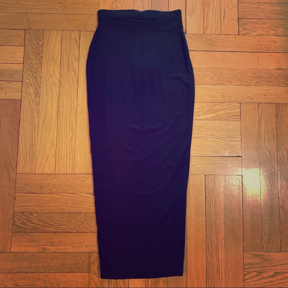 Missguided black stretch midi skirt